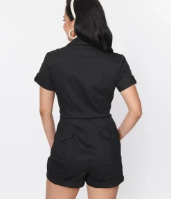 Unique Vintage Rompers & Jumpsuits|All Things Black>Black Mia Romper