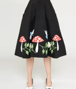 Unique Vintage Skirts|All Things Black>Black & Mushroom Soda Shop Swing Skirt