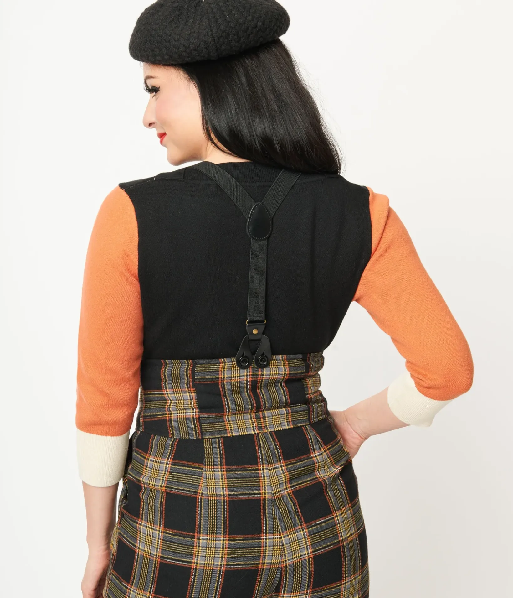 Unique Vintage Sweaters & Cardigans>Black & Orange Fox Sleeve Minou Sweater
