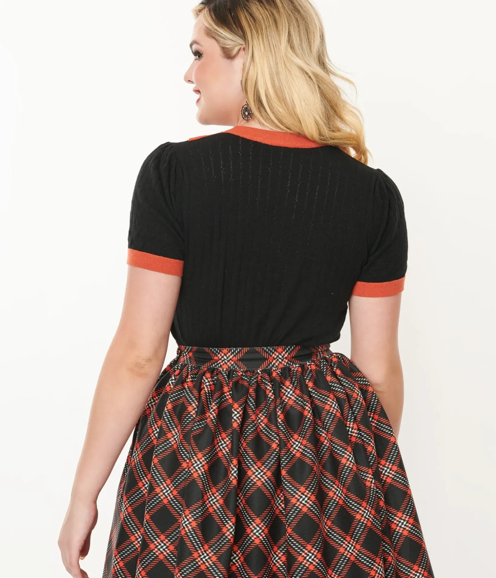 Unique Vintage Sweaters & Cardigans|Halloween>Black & Orange Spider Brooch Neck Tie Park City Sweater