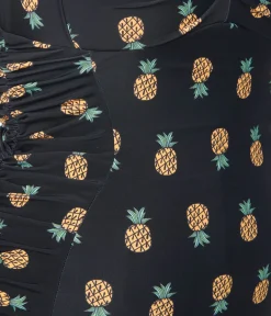 Unique Vintage One Piece Swim|All Things Black>Black & Pineapple Print Corinne Sheath Swimsuit