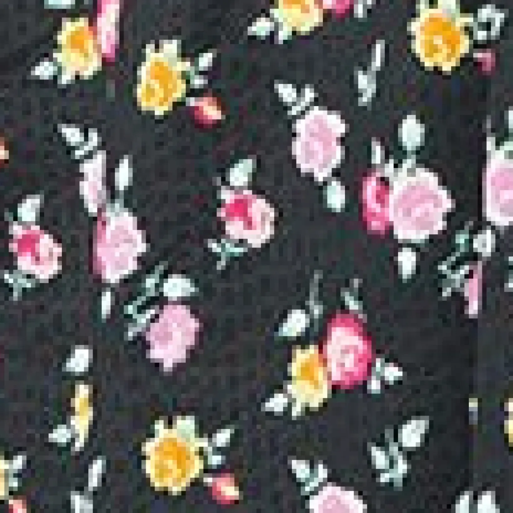 Unique Vintage Barbie Core|All Things Pink>Black & Pink Ditsy Floral Crop Top