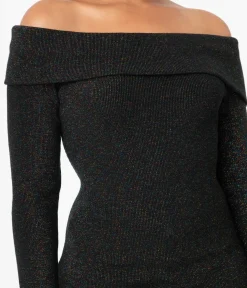Unique Vintage Everyday Dresses>Black & Rainbow Sparkle Vickie Wiggle Dress