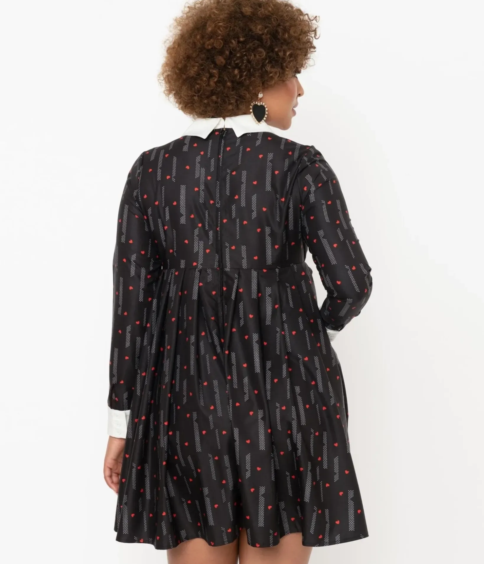 Unique Vintage Everyday Dresses|All Things Red>Black & Red Heart Peggy Babydoll Dress