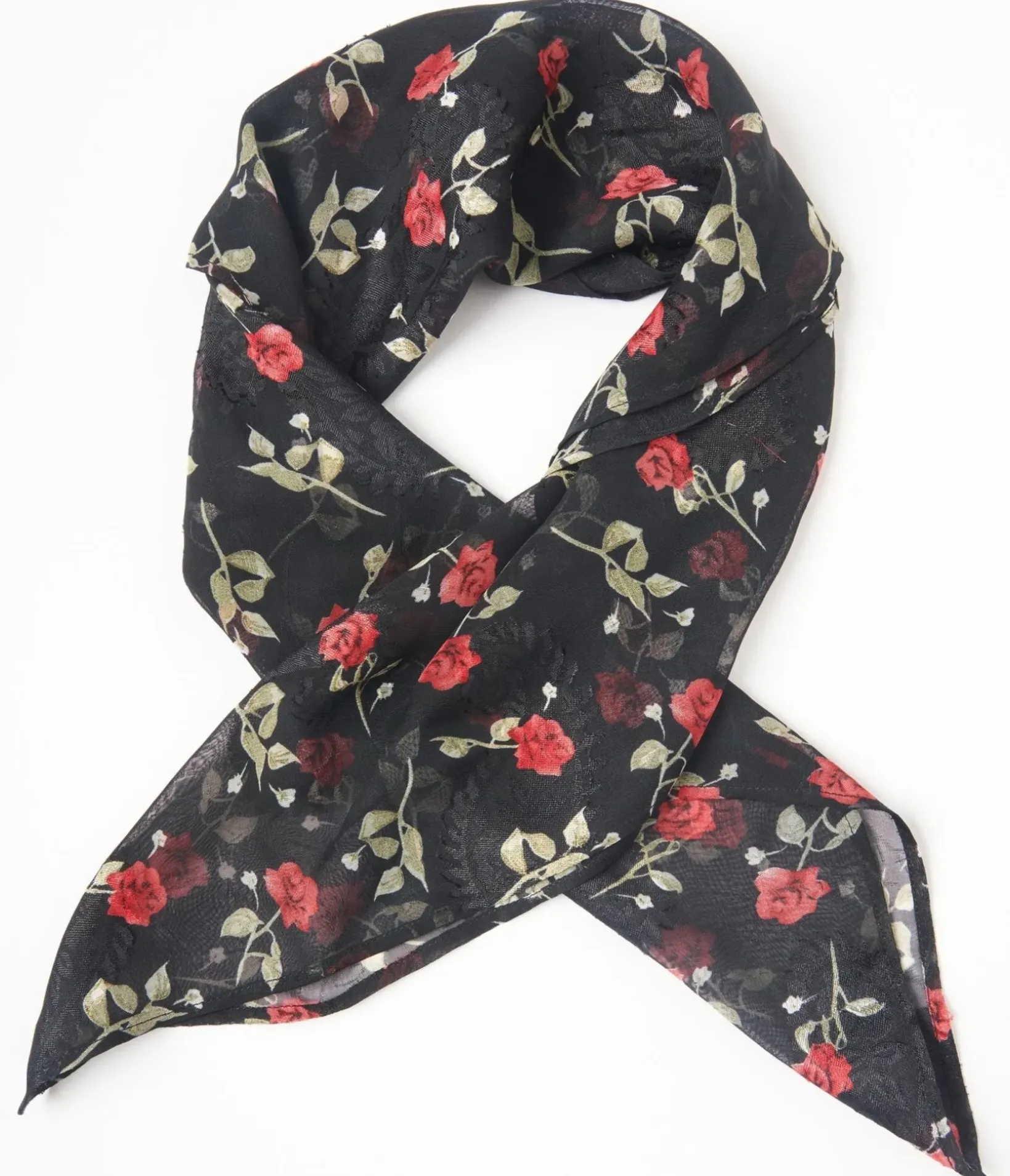 Unique Vintage All Things Black|All Things Red>Black & Red Roses Hair Scarf