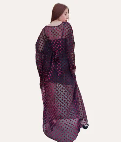 Unique Vintage Maxi|Caftans>Black & Red Swiss Dot Burton Caftan Dress