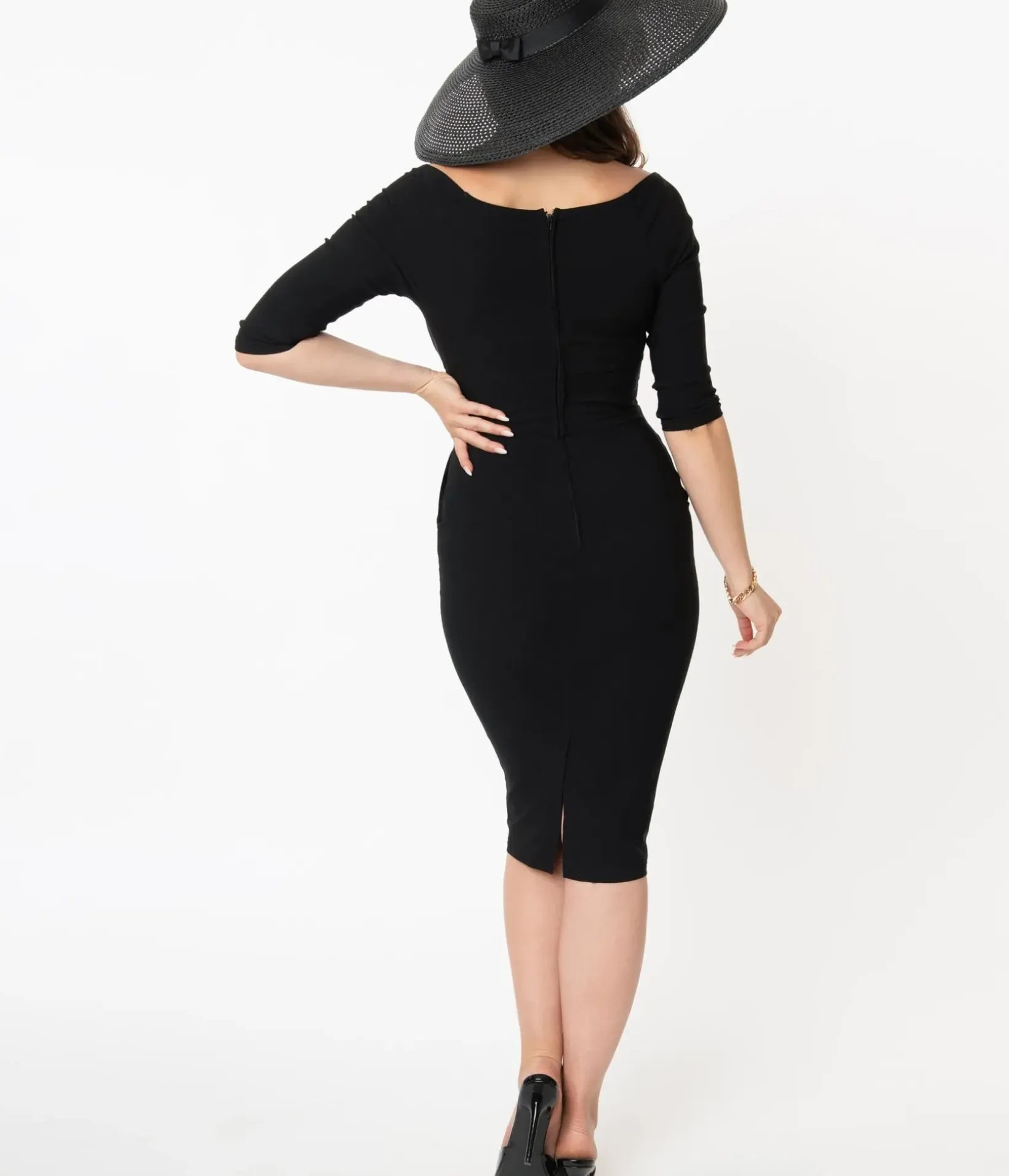Unique Vintage Pencil|Everyday Dresses>Black Shailene Pencil Dress