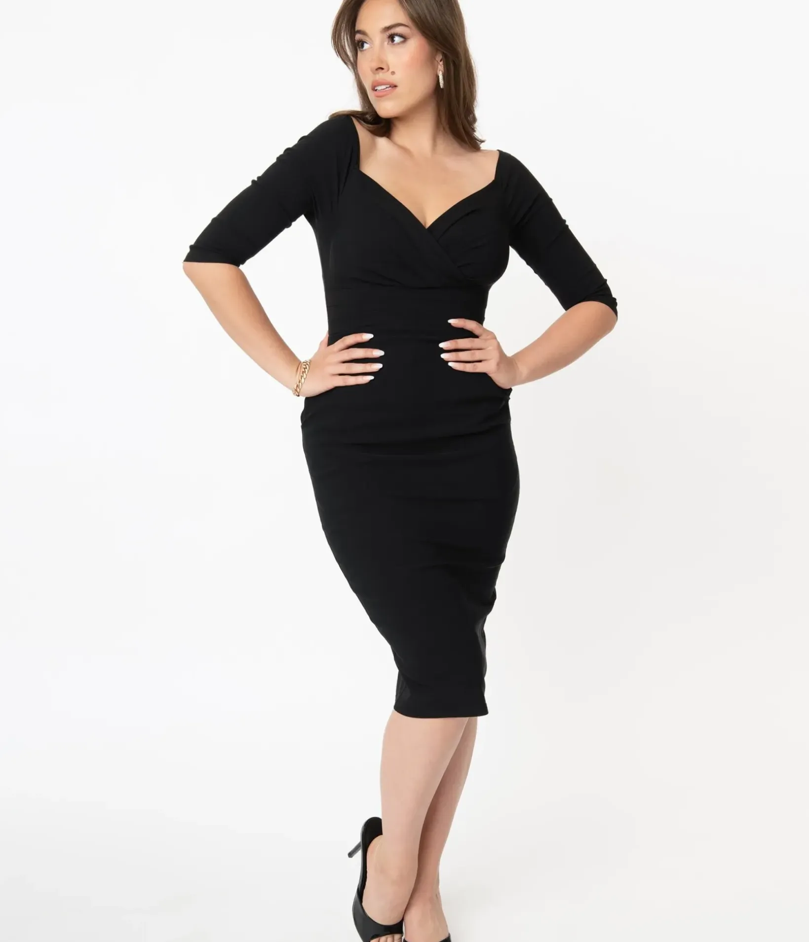Unique Vintage Pencil|Everyday Dresses>Black Shailene Pencil Dress