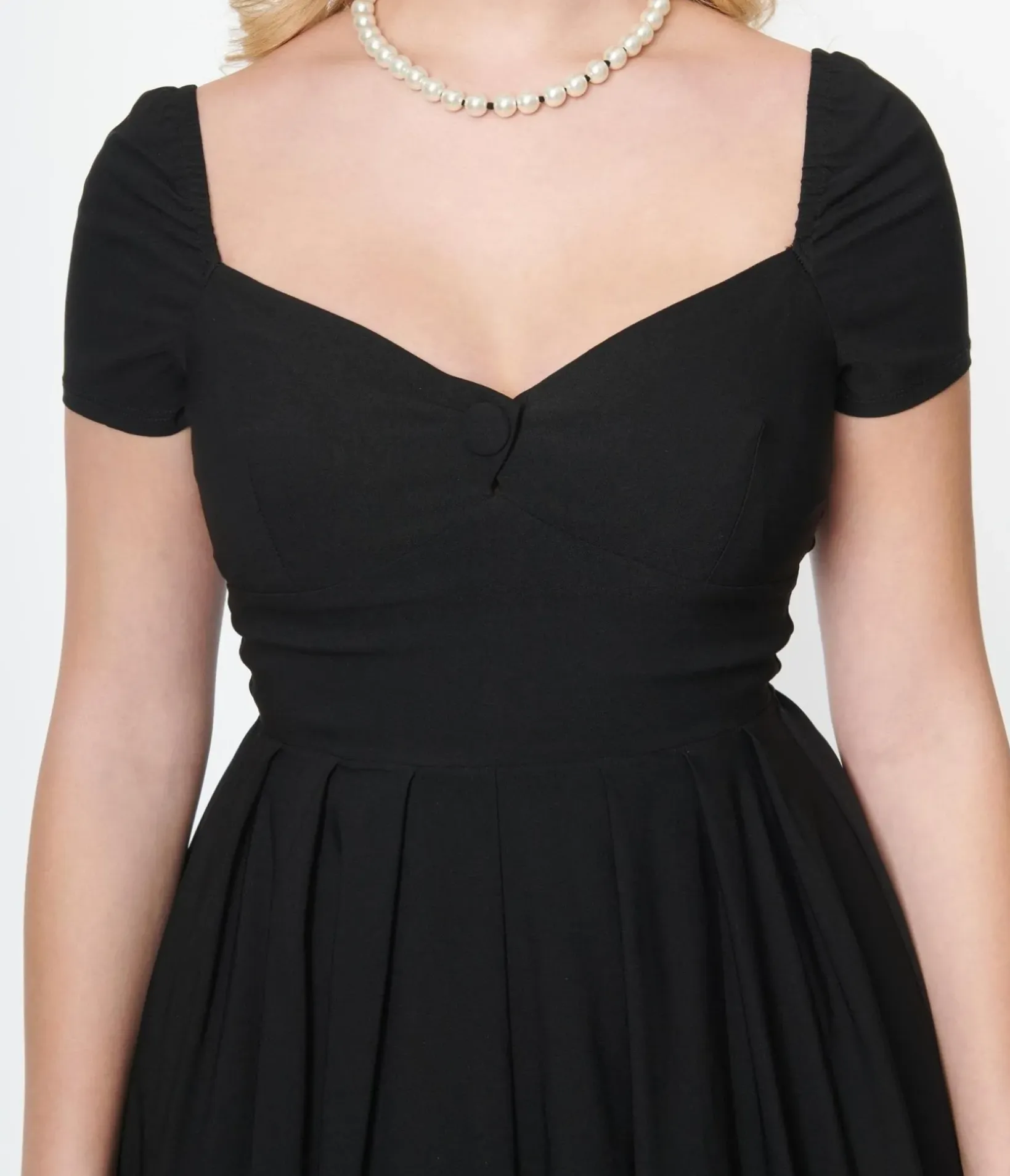 Unique Vintage Swing|Everyday Dresses>Black Sweetheart Midge Swing Dress