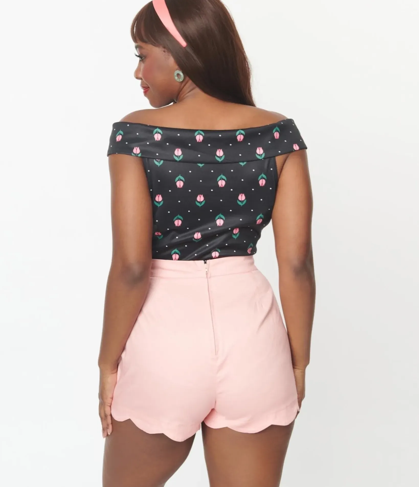 Unique Vintage All Things Black>Black Tulip Pin Dot Maraschino Top