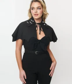 Unique Vintage Jackets|Coats & Jackets>Black & White Bat Scalloped Capelette