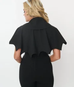 Unique Vintage Jackets|Coats & Jackets>Black & White Bat Scalloped Capelette