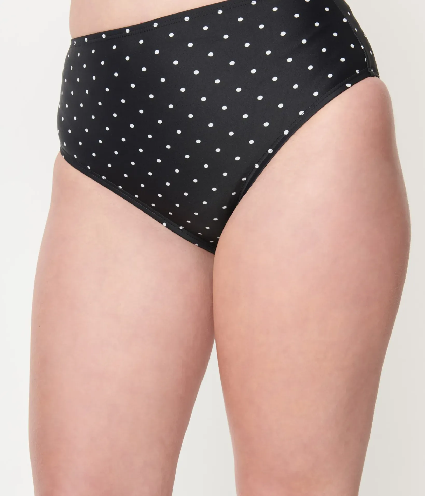 Unique Vintage Swim Bottoms|Two Piece Swim>Black & White Pin Dot Daphne Swim Bottoms