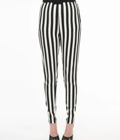 Unique Vintage Pants|Disney Bounding>Black & White Stripe Belted Rizzo Cigarette Pants