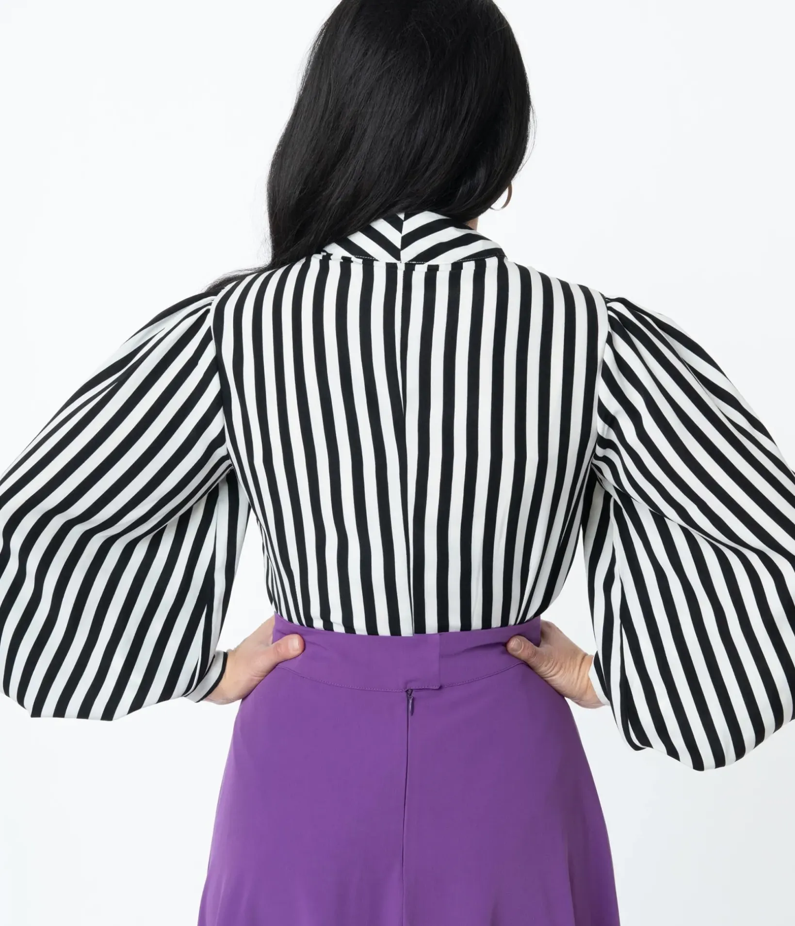 Unique Vintage All Things Black>Black & White Stripe Gwen Blouse