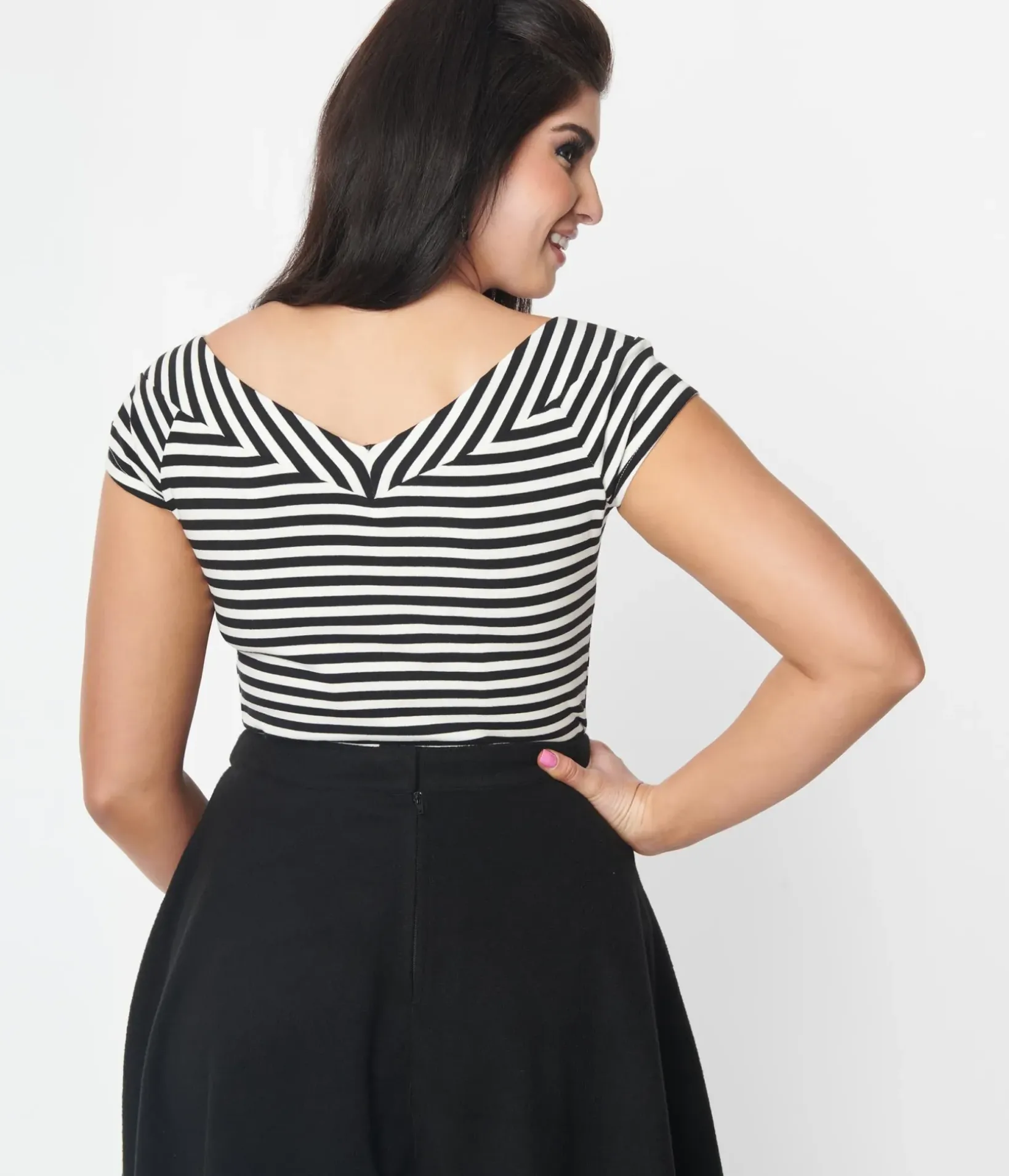 Unique Vintage All Things Black|Halloween>Black & White Stripe Pumpkin Brooch Deena Top