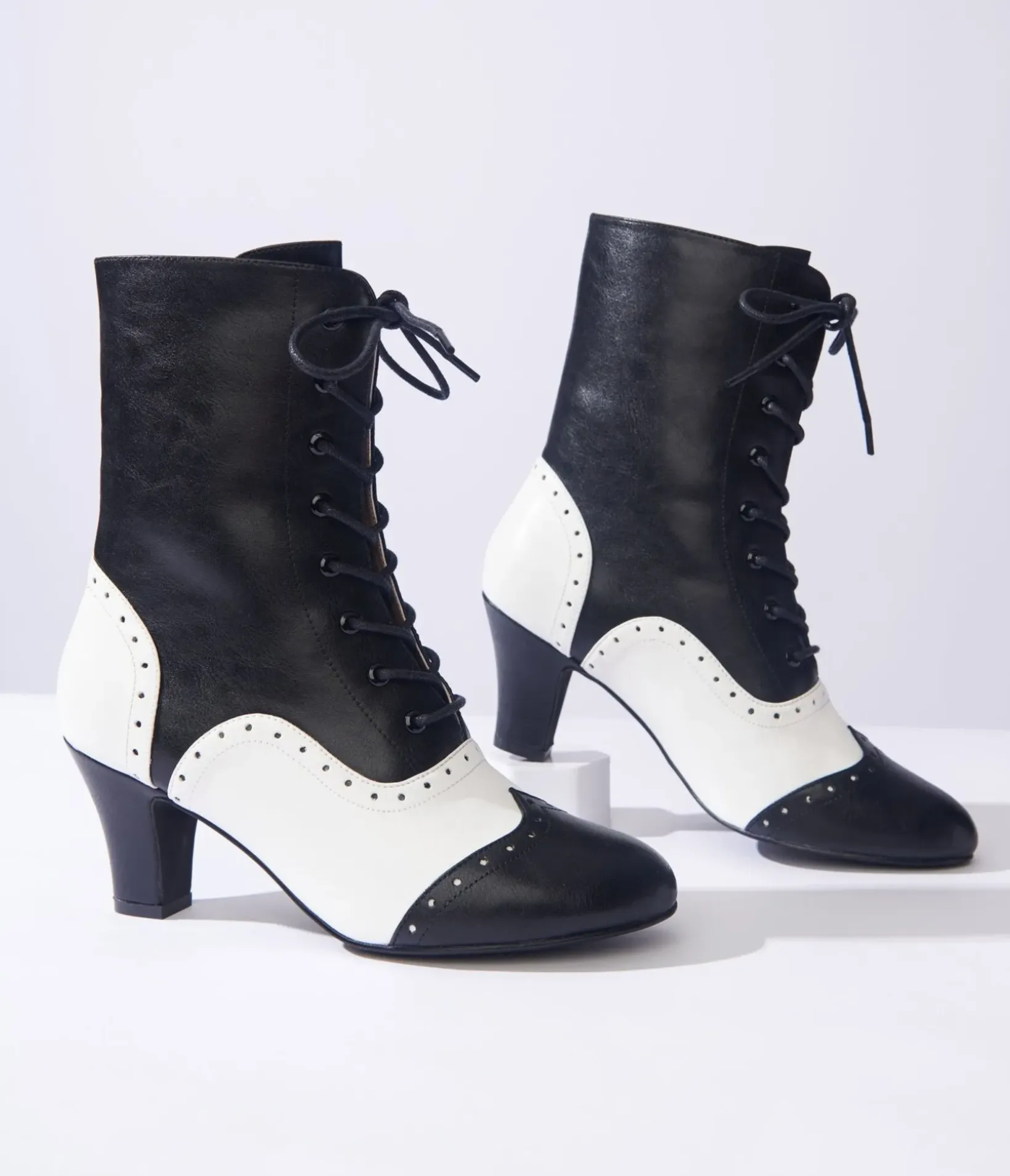 Unique Vintage All Things Black|Boots>Black & White Victorian Boots
