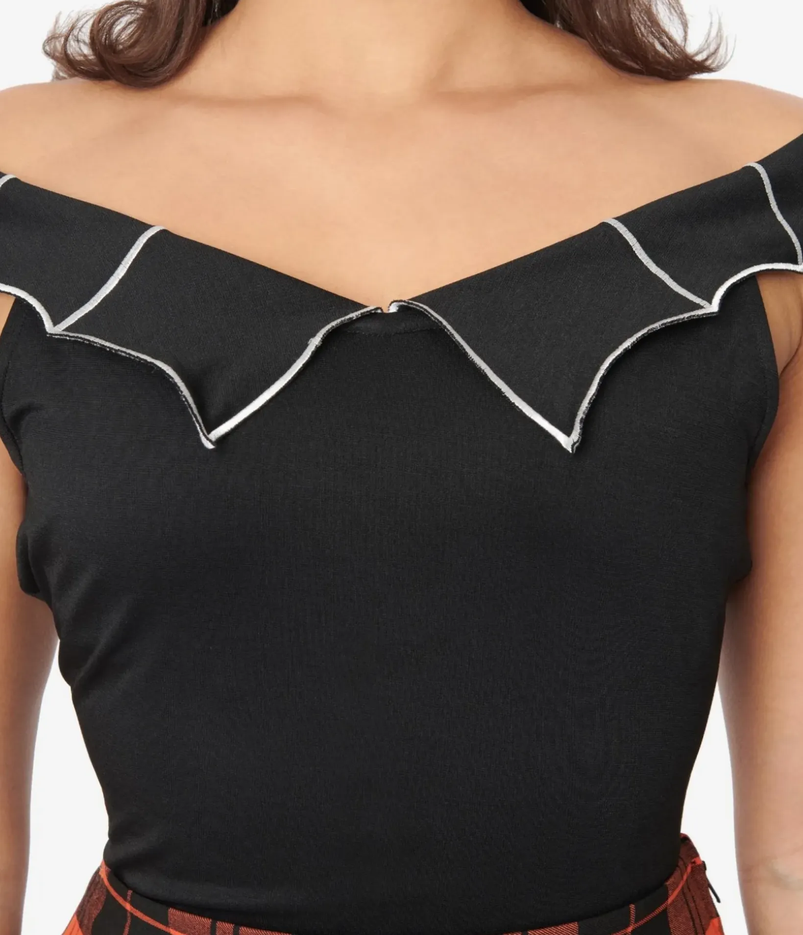 Unique Vintage All Things Black|Halloween>Black & White Web Off the Shoulder Top