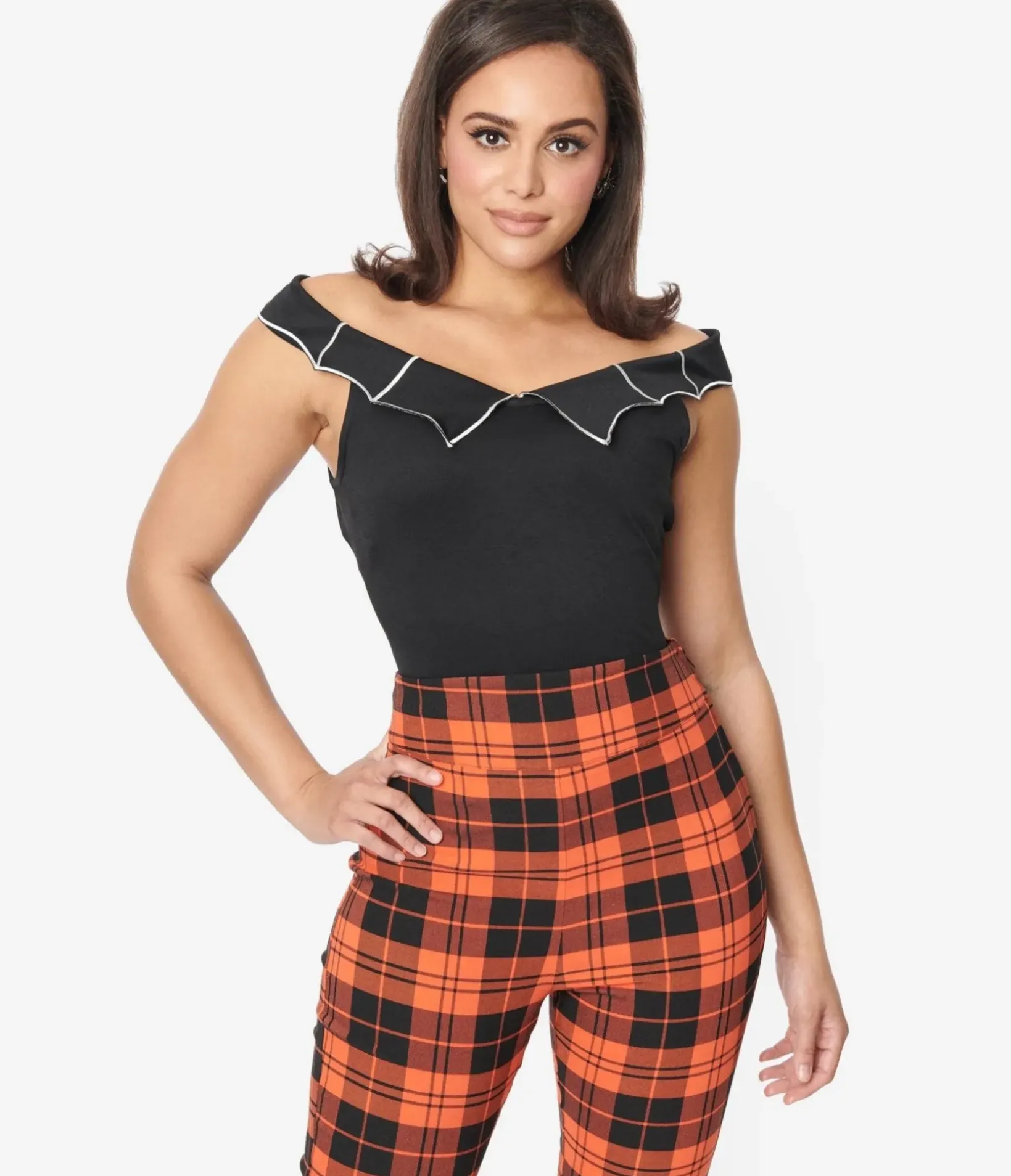 Unique Vintage All Things Black|Halloween>Black & White Web Off the Shoulder Top