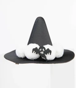 Unique Vintage All Things Black|Halloween>Black & White Witch Hat Hair Clip