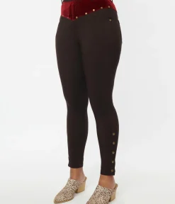 Unique Vintage All Things Red>Brown Denim & Red Yoke Skinny Jeans
