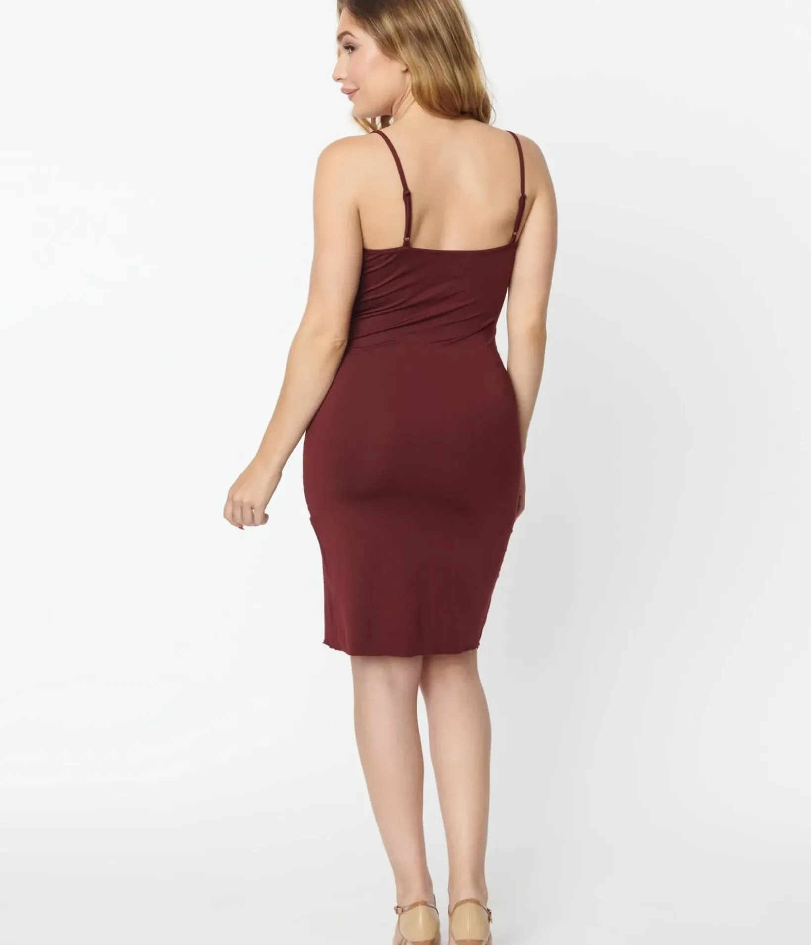 Unique Vintage Flapper Accessories|Lingerie & Shapewear>Burgundy Long Slip