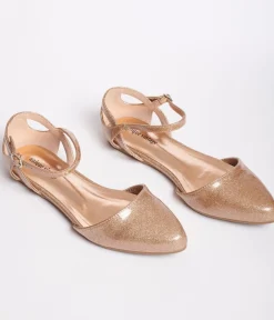 Unique Vintage Special Occasion|Flats>Champagne Glitter Libby Flats