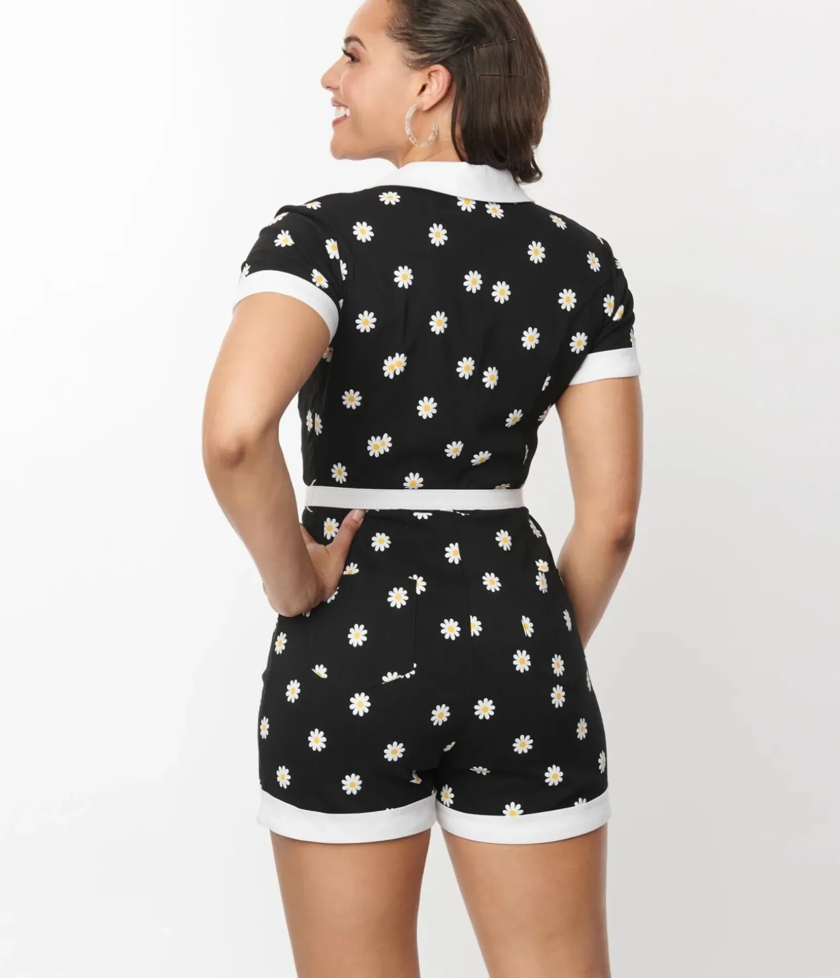 Unique Vintage Rompers & Jumpsuits|All Things Black>Daisy Print Patsy Romper