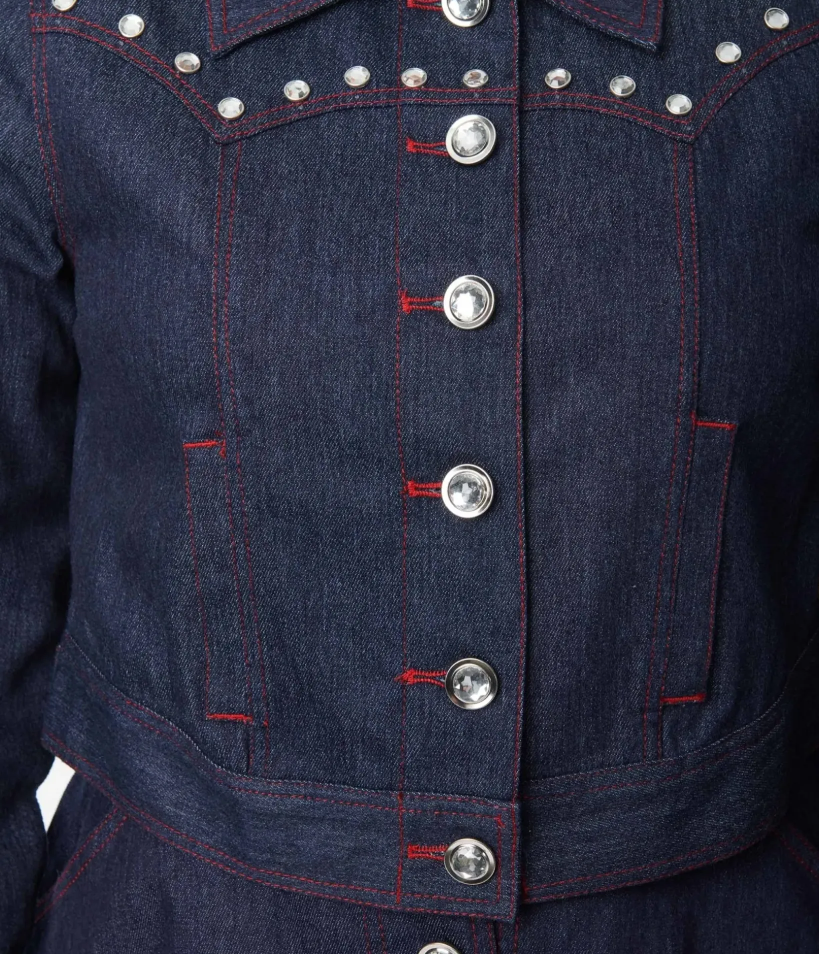 Unique Vintage Coats & Jackets>Dark Denim Western Boxy Crop Jacket