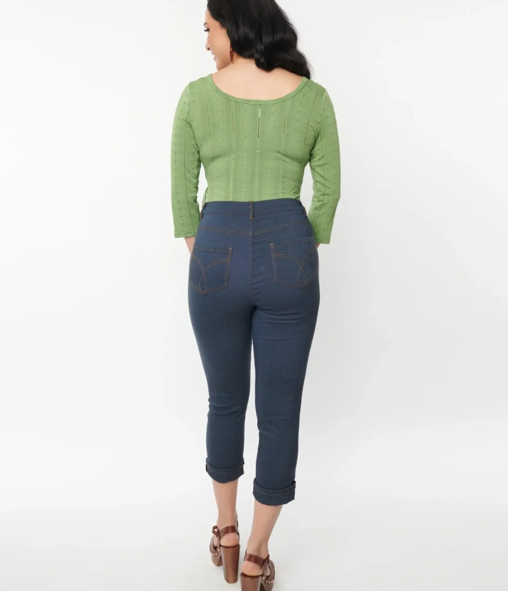 Unique Vintage Pants>Denim Bengaline Capris