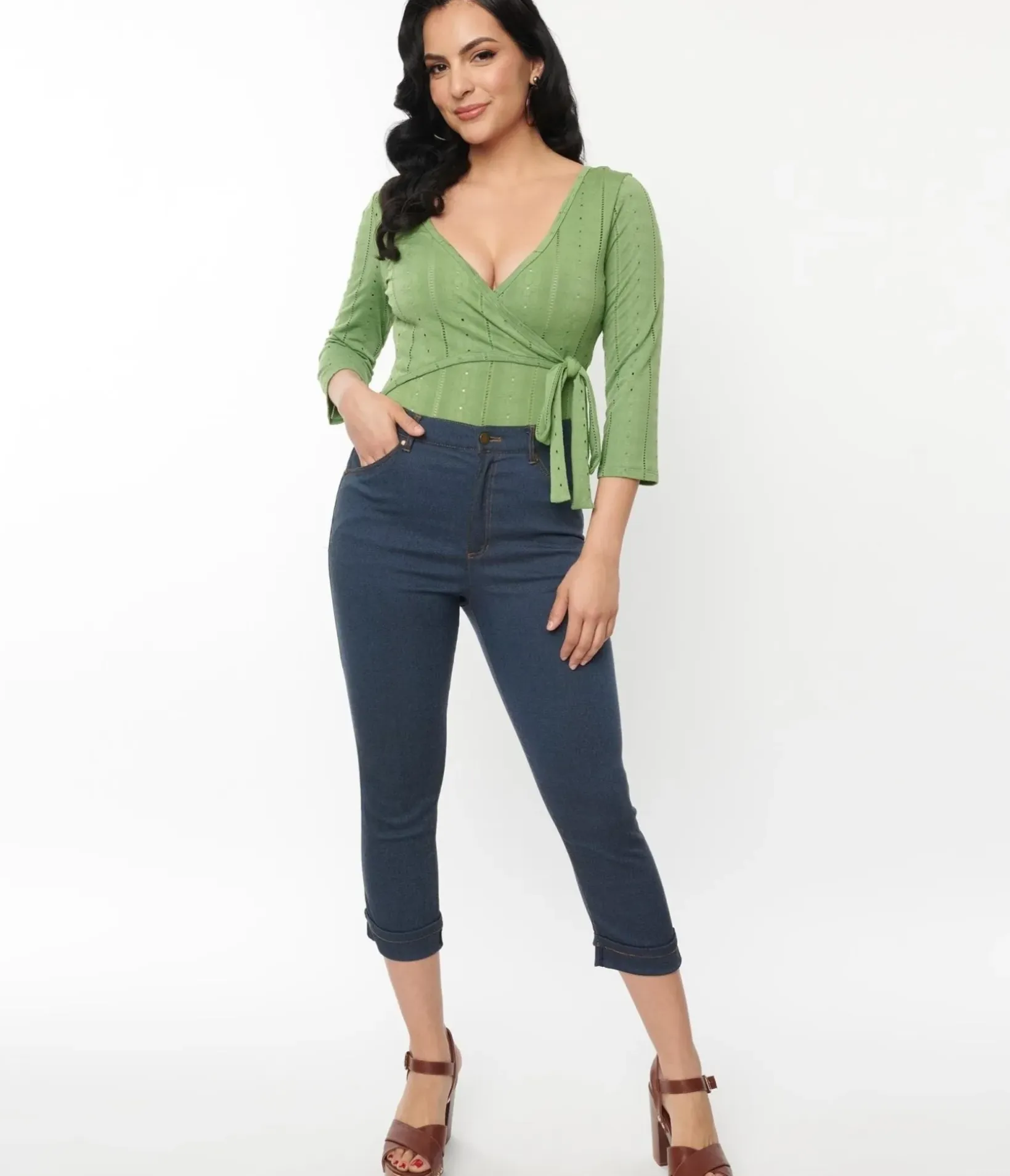 Unique Vintage Pants>Denim Bengaline Capris