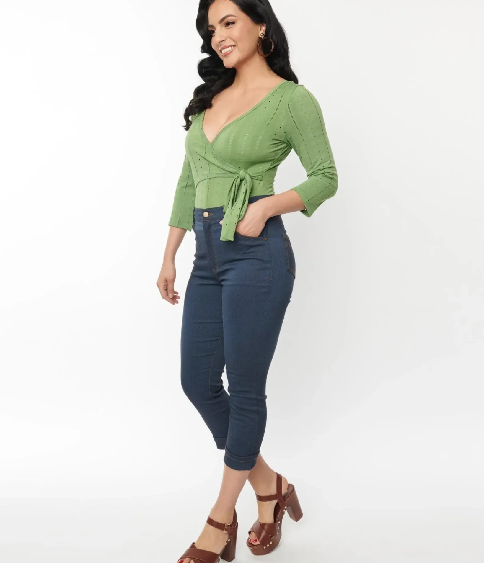 Unique Vintage Pants>Denim Bengaline Capris