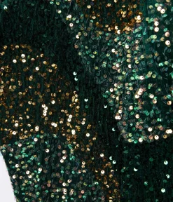 Unique Vintage Maxi|Caftans>Emerald & Gold Sequin Burton Caftan Dress