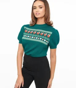 Unique Vintage Sweaters & Cardigans>Green Fox Fair Isle Paige Sweater