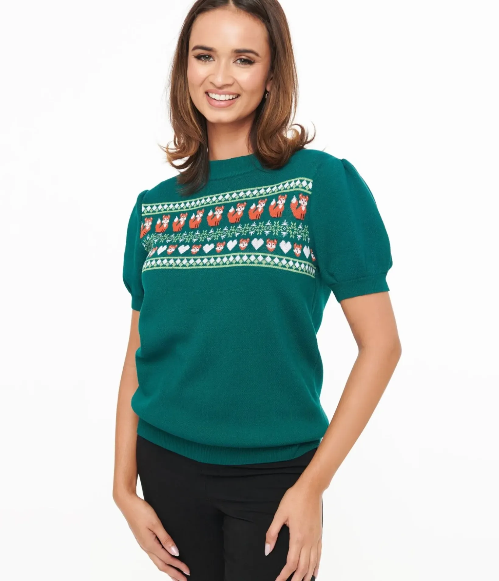 Unique Vintage Sweaters & Cardigans>Green Fox Fair Isle Paige Sweater
