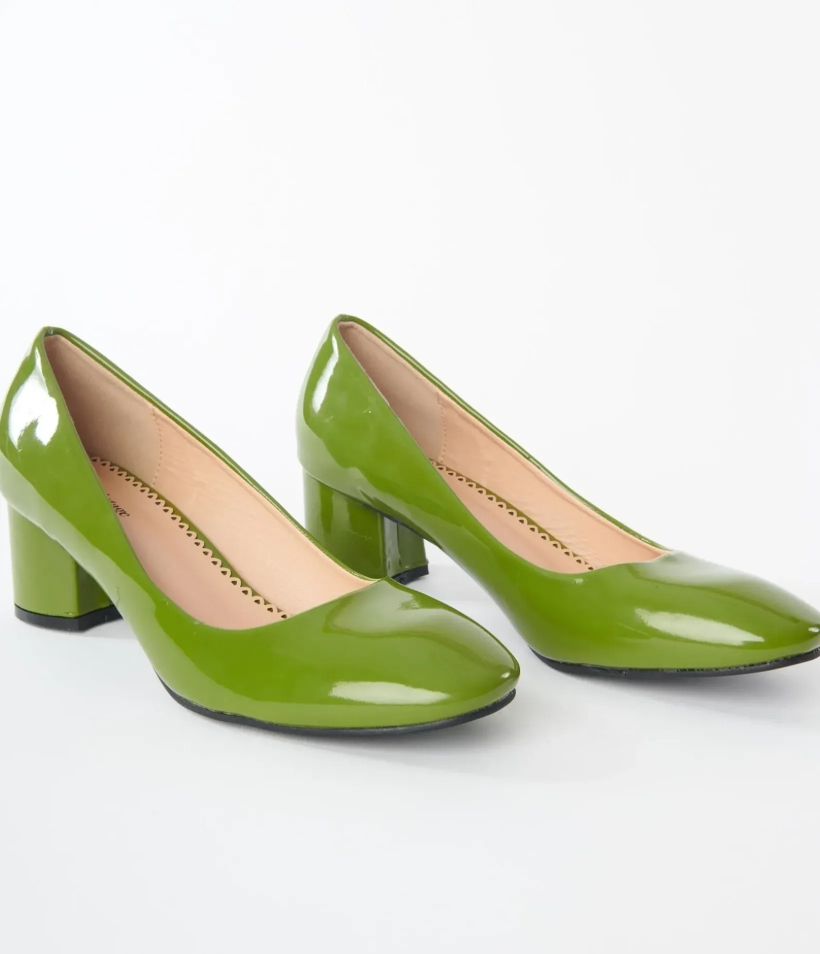 Unique Vintage Heels>Green Patent Block Heels