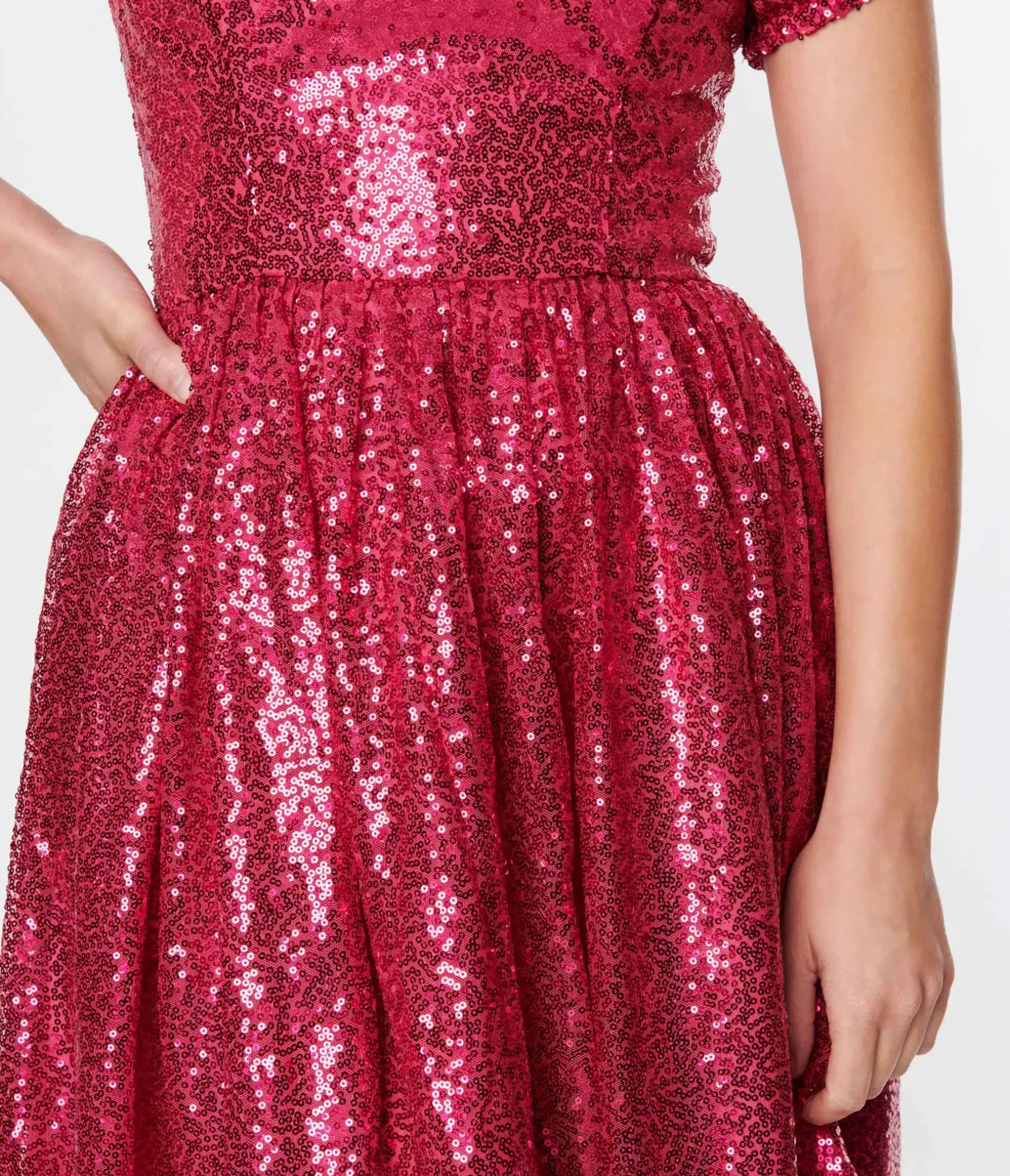 Unique Vintage Fit & Flare|Everyday Dresses>Hot Pink Sequin Sweetheart Fit & Flare Dress