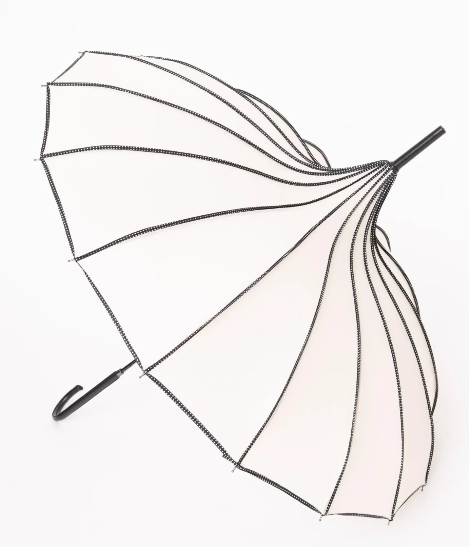 Unique Vintage Special Occasion|Wedding Accessories>Ivory & Black Polka Dot Princess Pagoda Umbrella