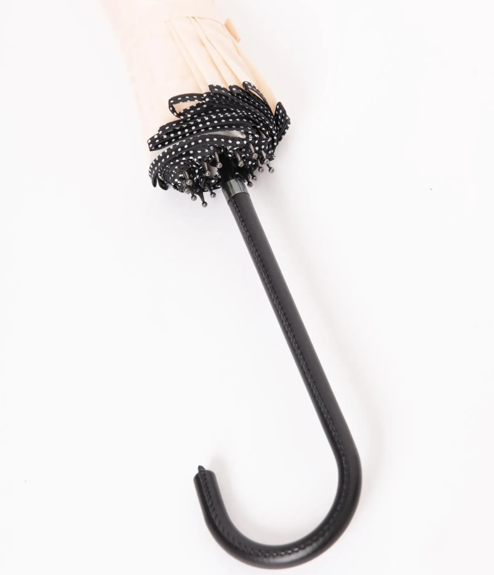Unique Vintage Special Occasion|Wedding Accessories>Ivory & Black Polka Dot Princess Pagoda Umbrella