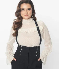 Unique Vintage Work Wear>Ivory Clip Dot Donna Blouse
