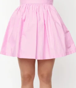 Unique Vintage Skirts|All Things Pink>Light Pink Gathered Mini Skirt