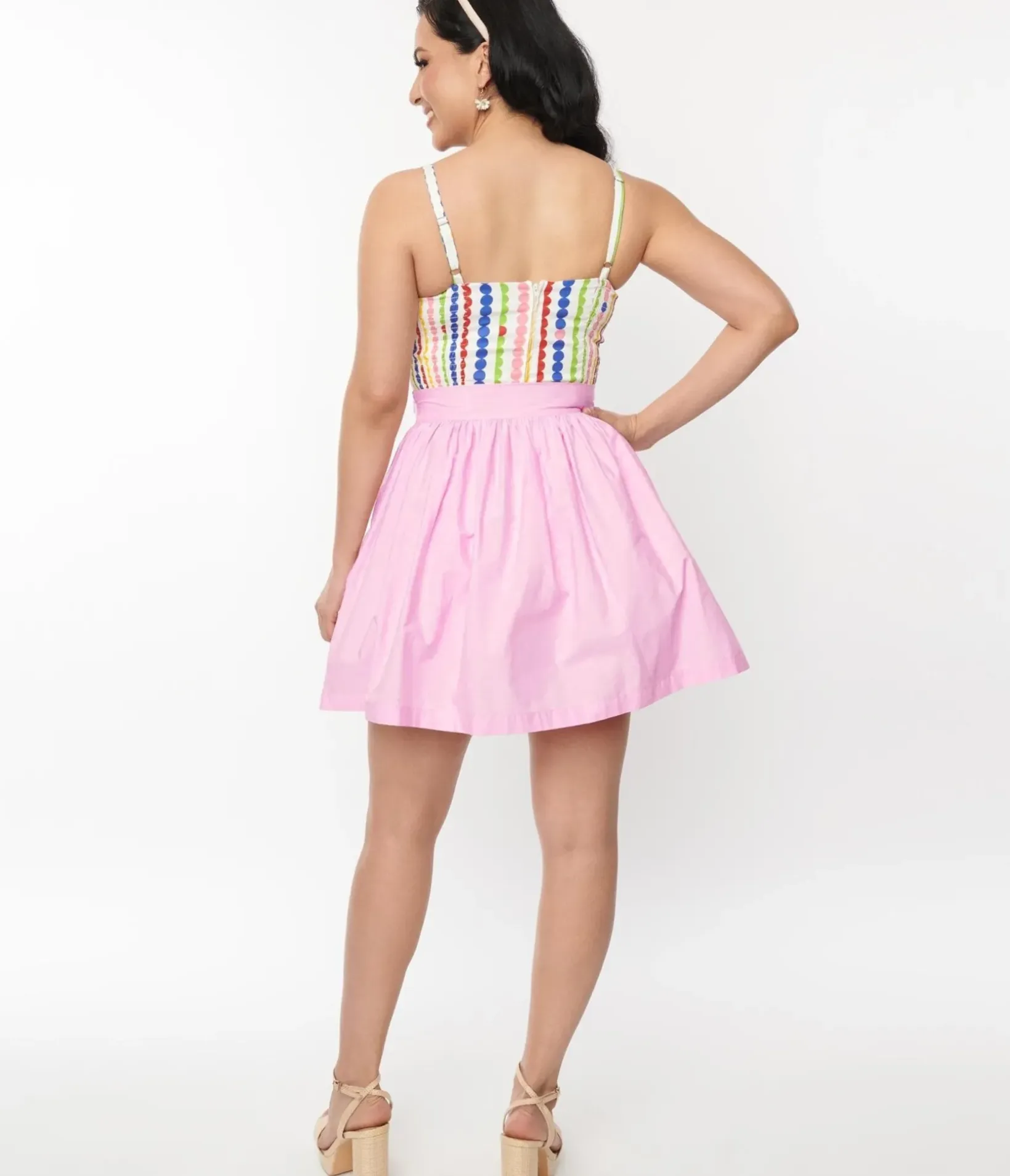 Unique Vintage Skirts|All Things Pink>Light Pink Gathered Mini Skirt