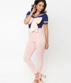 Unique Vintage All Things Pink>Light Pink High Waist Melody Pants