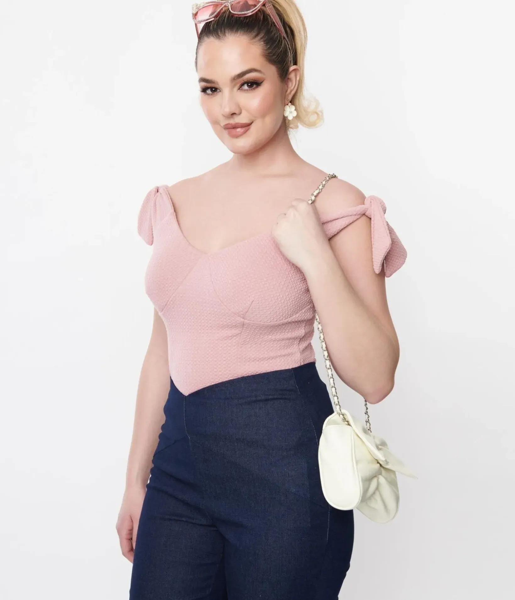Unique Vintage All Things Pink>Mauve Pink Texture Violet Top
