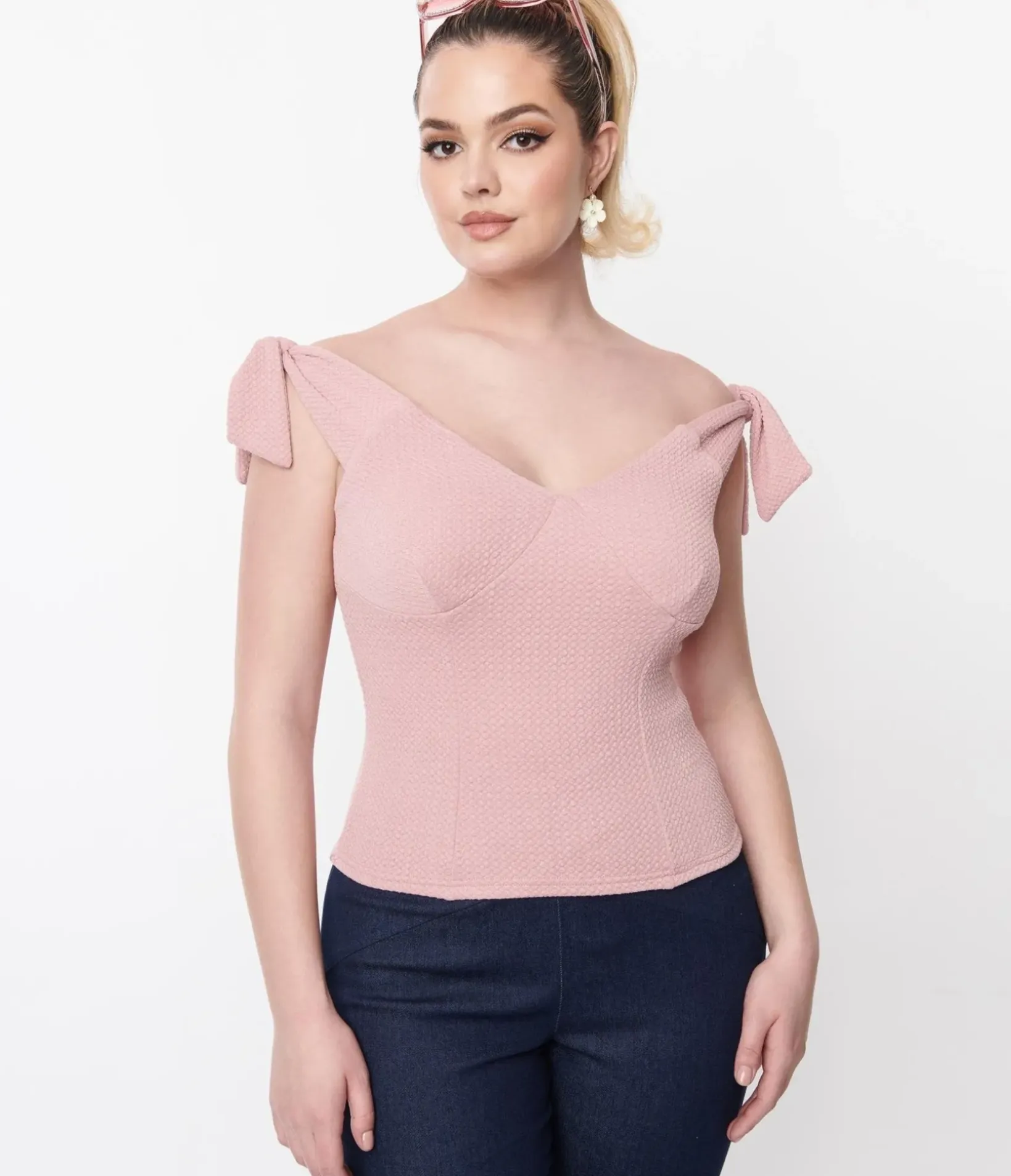 Unique Vintage All Things Pink>Mauve Pink Texture Violet Top