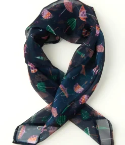 Unique Vintage Hair Scarves|Gloves & Scarves>Navy & Umbrella Print Hair Scarf