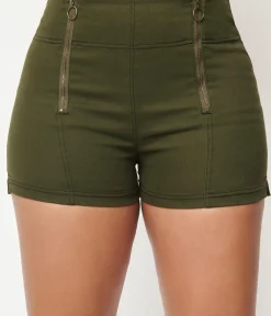 Unique Vintage Shorts>Olive Denim Summer Love Shorts