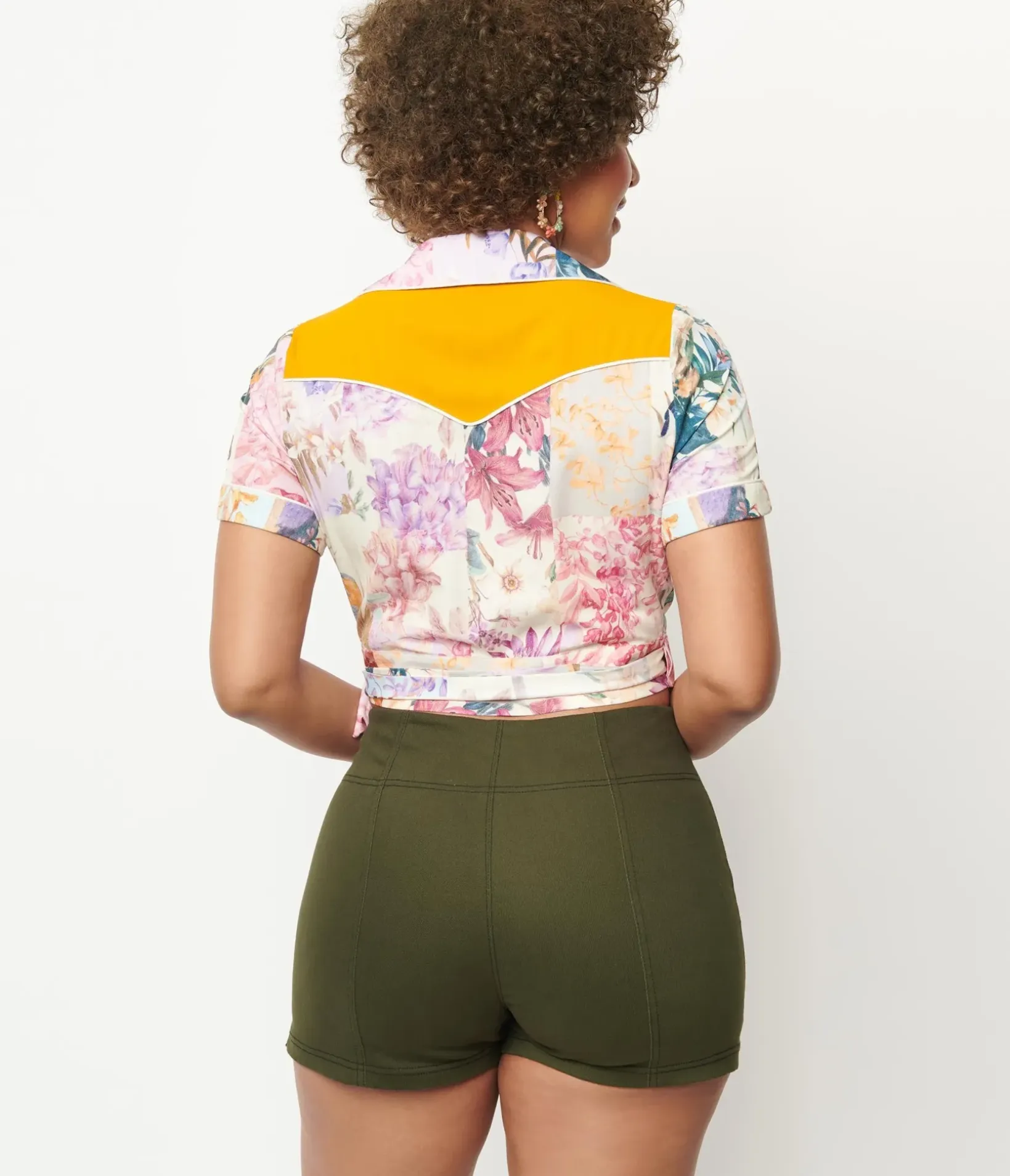 Unique Vintage Shorts>Olive Denim Summer Love Shorts