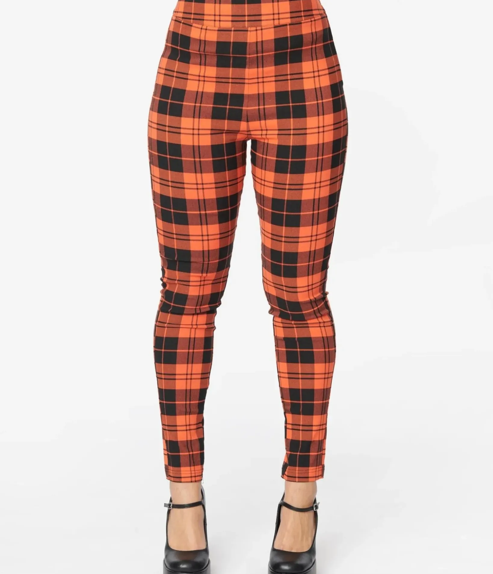 Unique Vintage Pants|Pants>Orange Plaid Rizzo Cigarette Pants