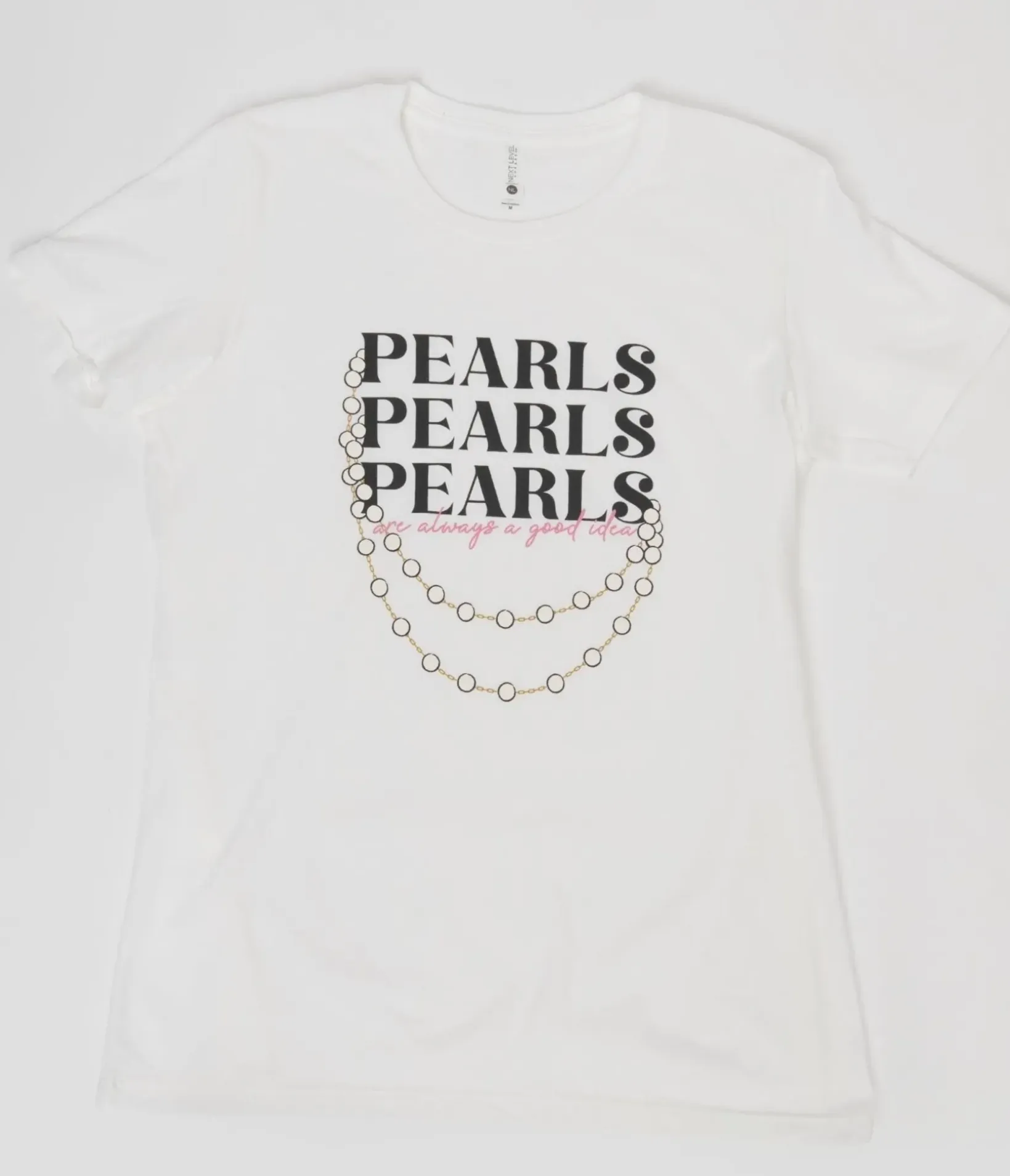 Unique Vintage Graphic Tees|Graphic Tees>Pearls White Fitted Womens Graphic Tee